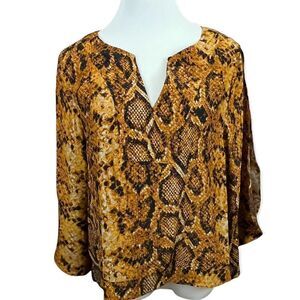 Alice & Trixie Loose Fit Silk Snake Print Split Sleeve Blouse XS